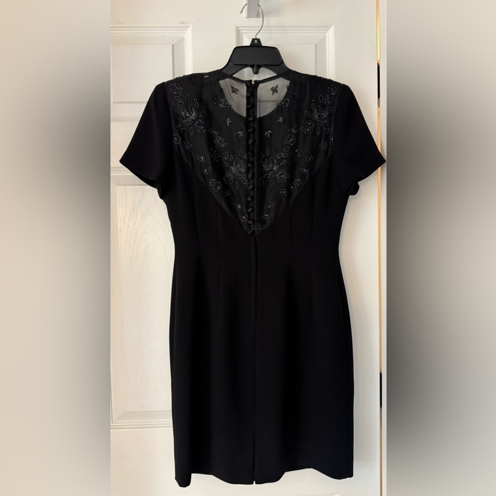 Donna Morgan Elegant Black Dress with Floral Details